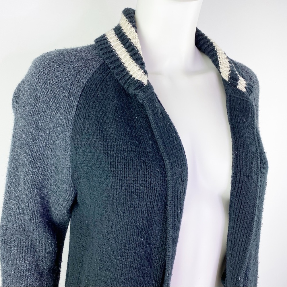 Madewell Size M Navy Blue Knit Button Down Sweater Varsity Jacket Cardigan - Picture 3 of 11